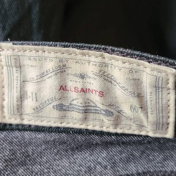 ALLSAINTS Brodie Petrel Gray Coated Skinny‎ Stretch Ankle Zip Jeans Women's 26 - Picture 12 of 15